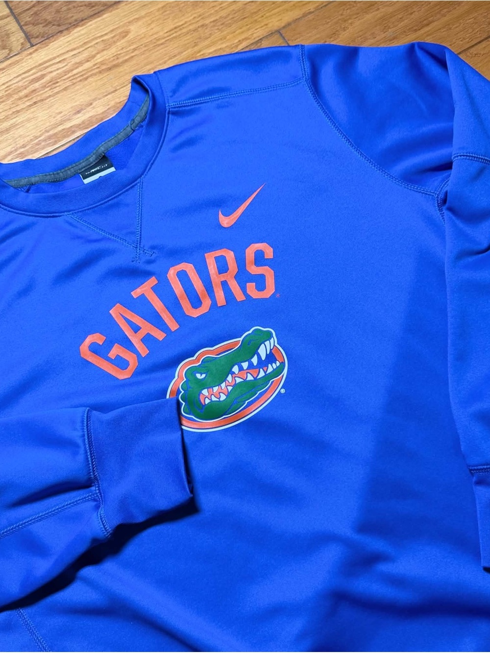 Nike Men’s Royal Blue Florida Gators Crew Sweatshirt with Orange Accent
